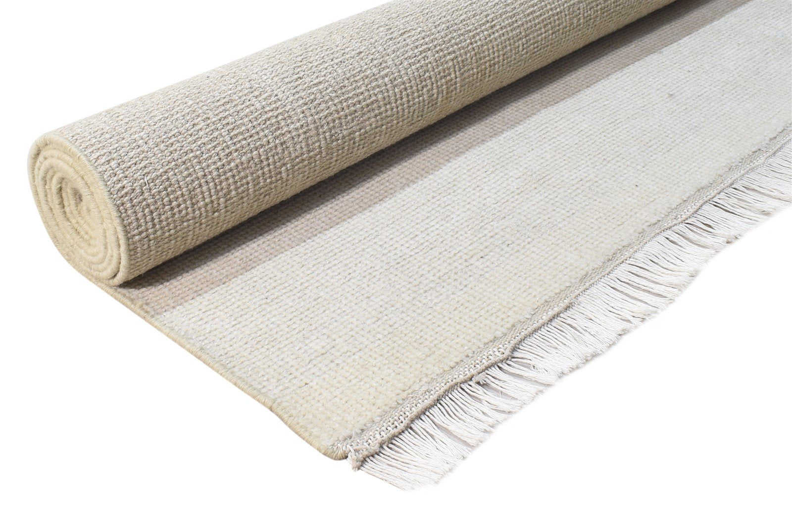 Wool Ivory Rug 6' X 9' Modern Hand Knotted Scandinavian Solid Room Size Carpet 