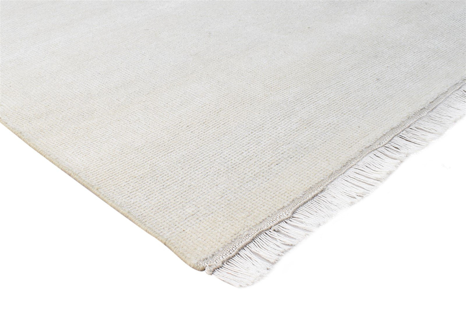 Wool Ivory Rug 6' X 9' Modern Hand Knotted Scandinavian Solid Room Size Carpet 