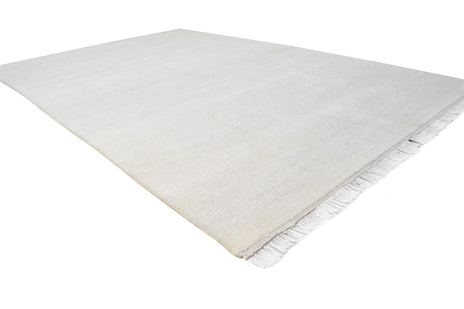 Wool Ivory Rug 6' X 9' Modern Hand Knotted Scandinavian Solid Room Size Carpet 