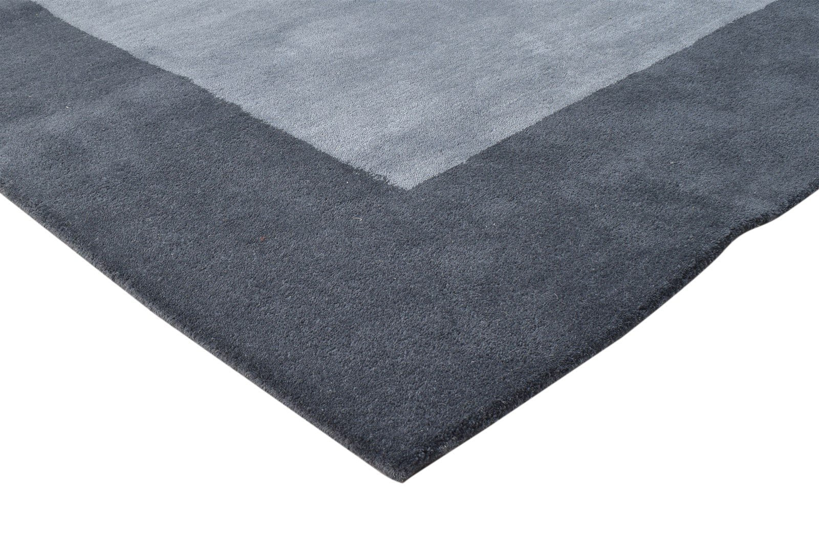 8' X 10' Rug Wool Grey Modern Hand Tufted Scandinavian Bordered Large Carpet 