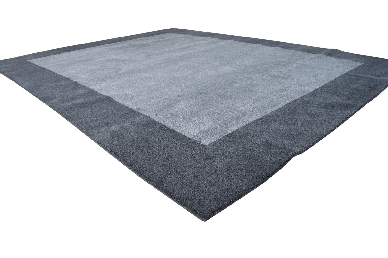 8' X 10' Rug Wool Grey Modern Hand Tufted Scandinavian Bordered Large Carpet 