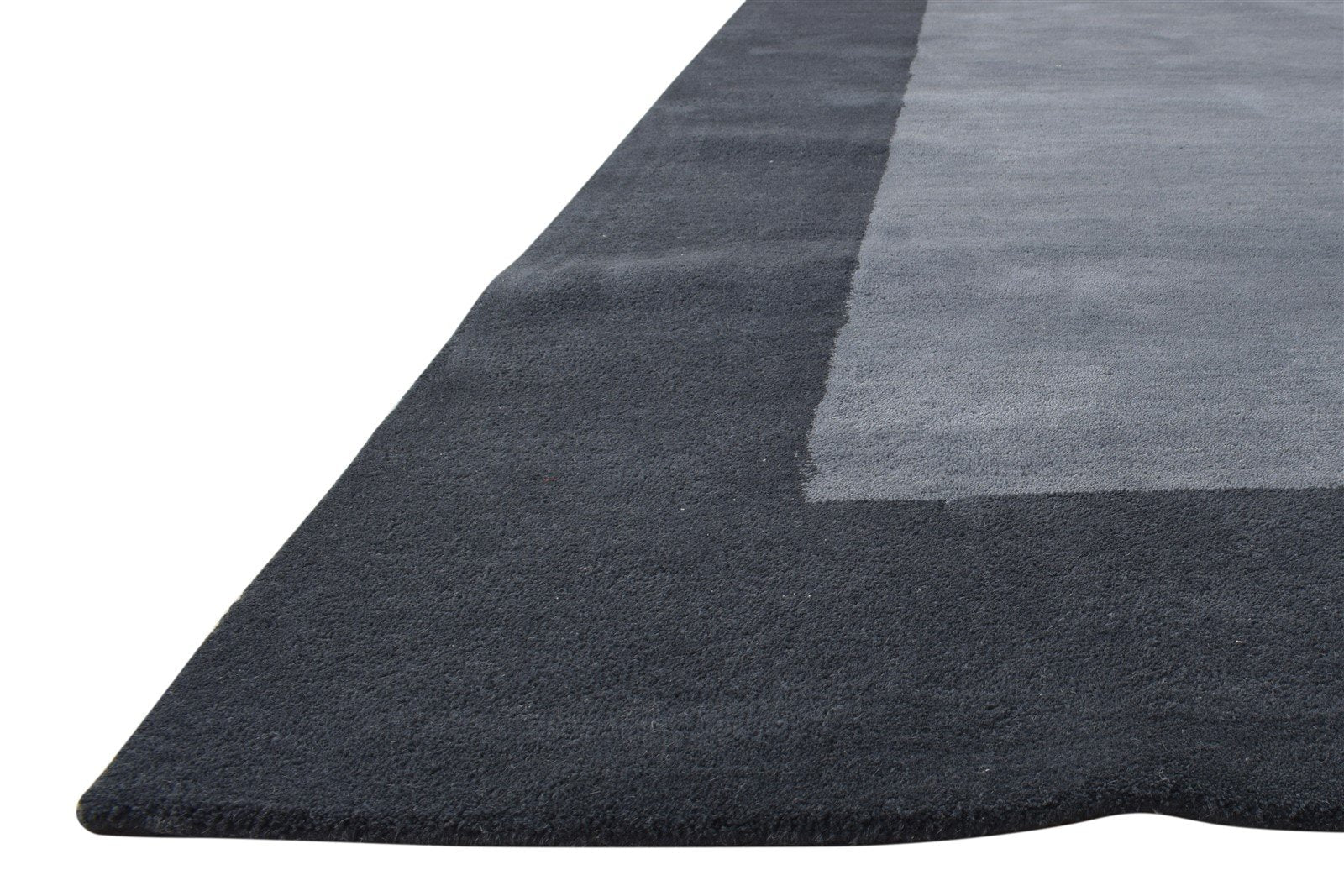 8' X 10' Rug Wool Grey Modern Hand Tufted Scandinavian Bordered Large Carpet 