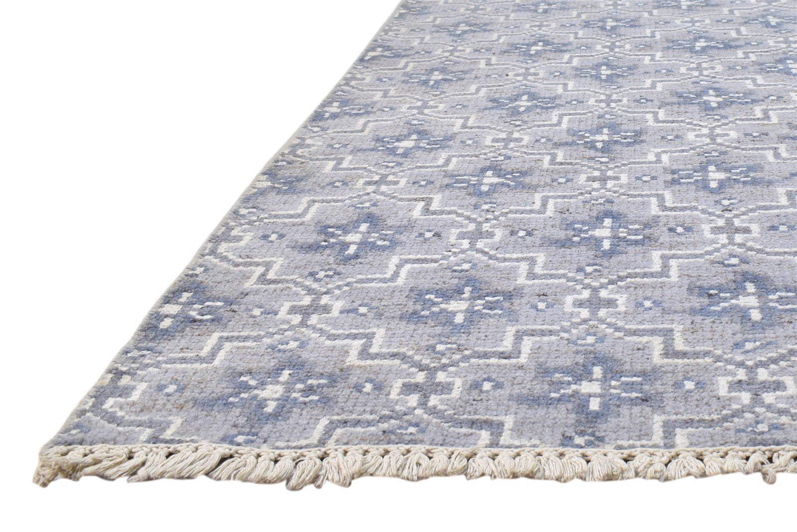 Blue Wool Rug 5' X 8' Modern Hand Knotted Indian Stars Room Size Carpet