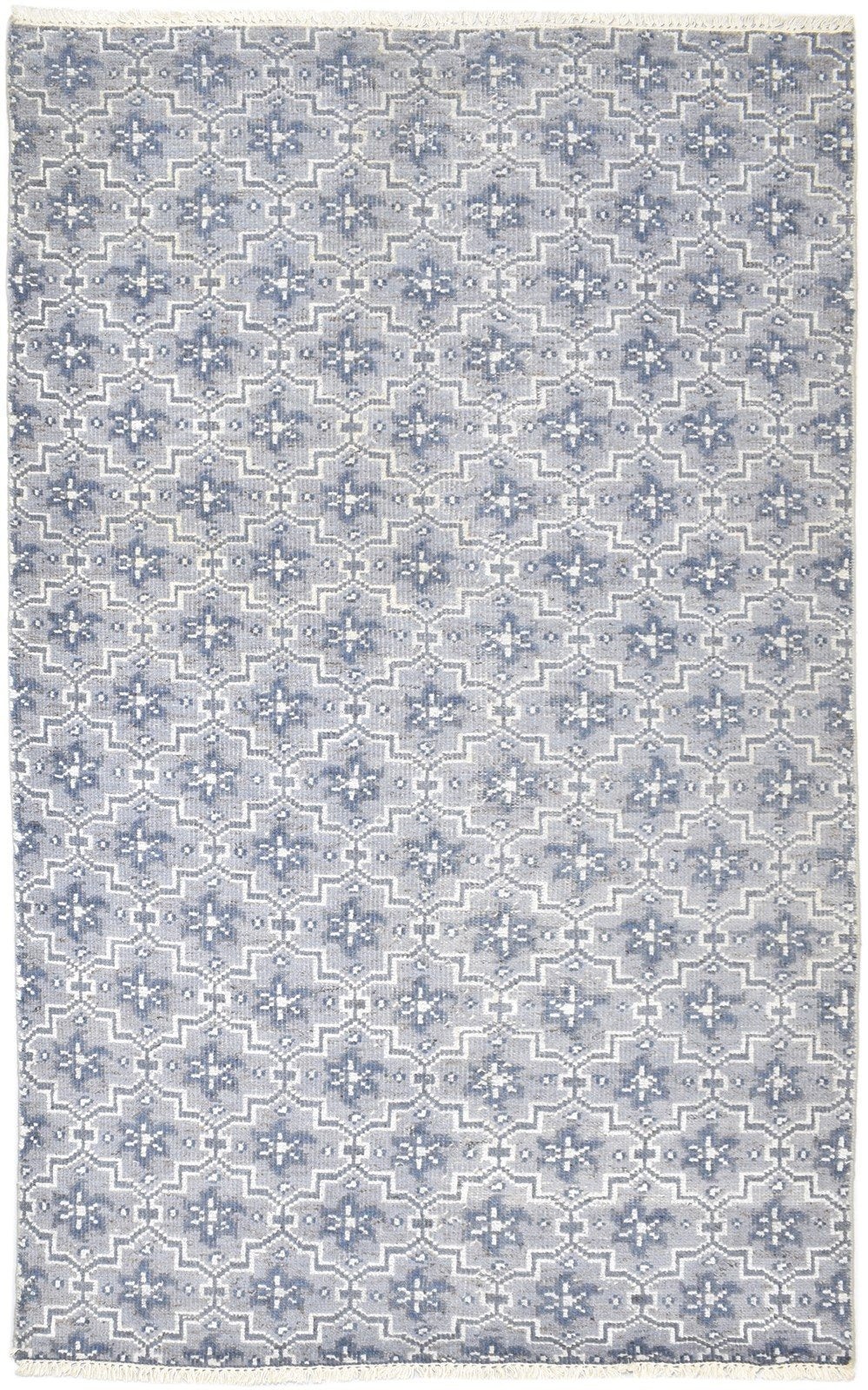 Blue Wool Rug 5' X 8' Modern Hand Knotted Indian Stars Room Size Carpet