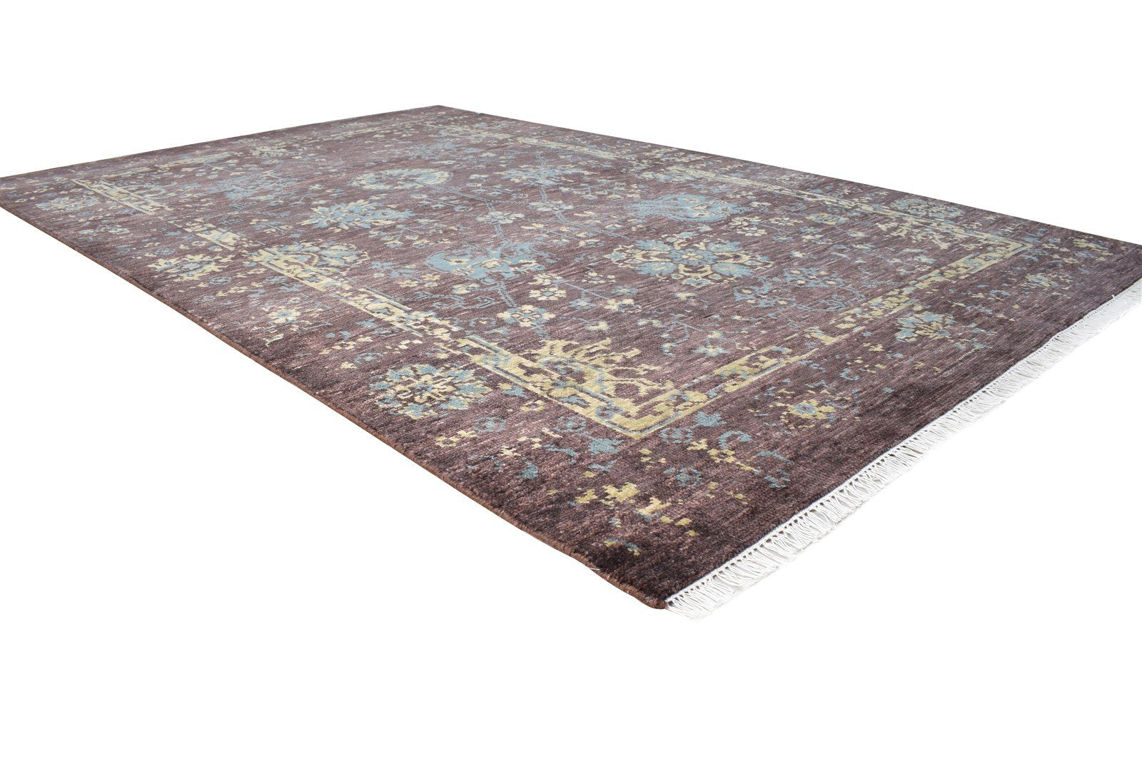 Wool / Silk Brown Rug 6X9 Persian Hand Knotted Oushak Oriental Room Size Carpet 