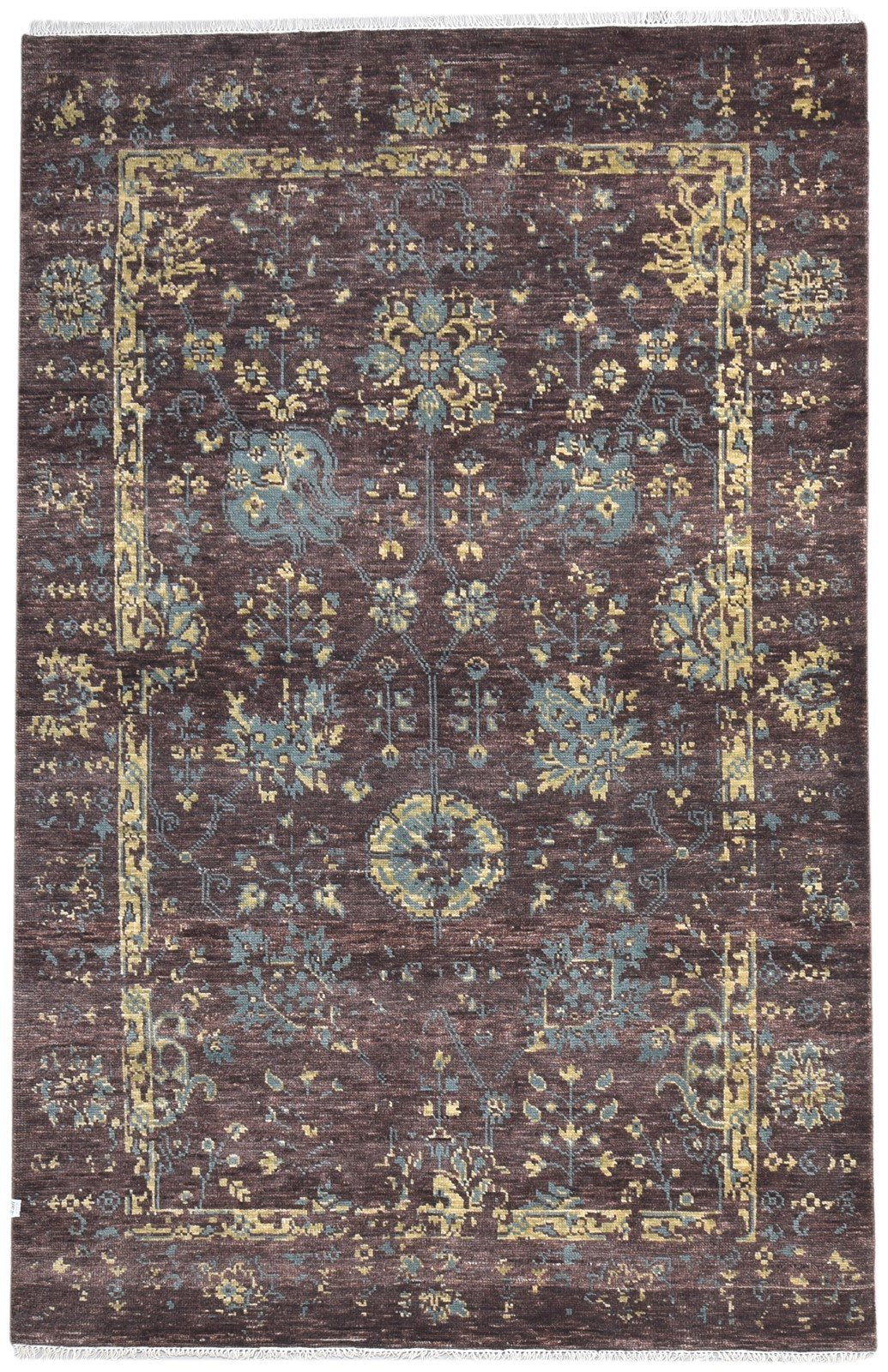 Wool / Silk Brown Rug 6X9 Persian Hand Knotted Oushak Oriental Room Size Carpet 