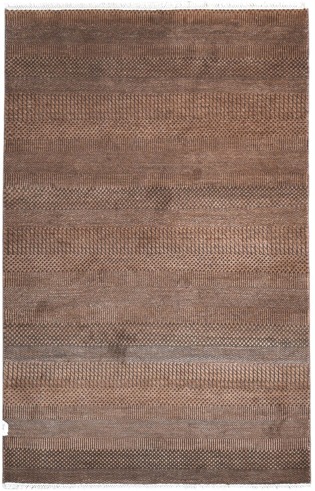 Brown Wool Rug 4' X 6' Modern Hand Knotted Agra Grass Trellis Room Size Carpet 