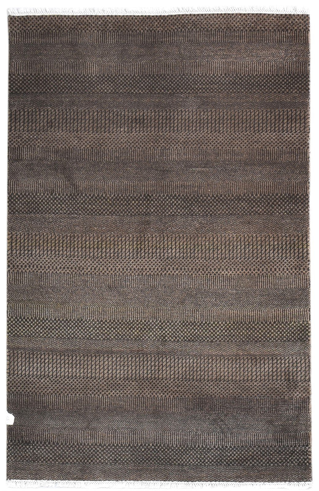 Wool Brown Rug 4' X 6' Modern Hand Knotted Agra Grass Trellis Room Size Carpet 