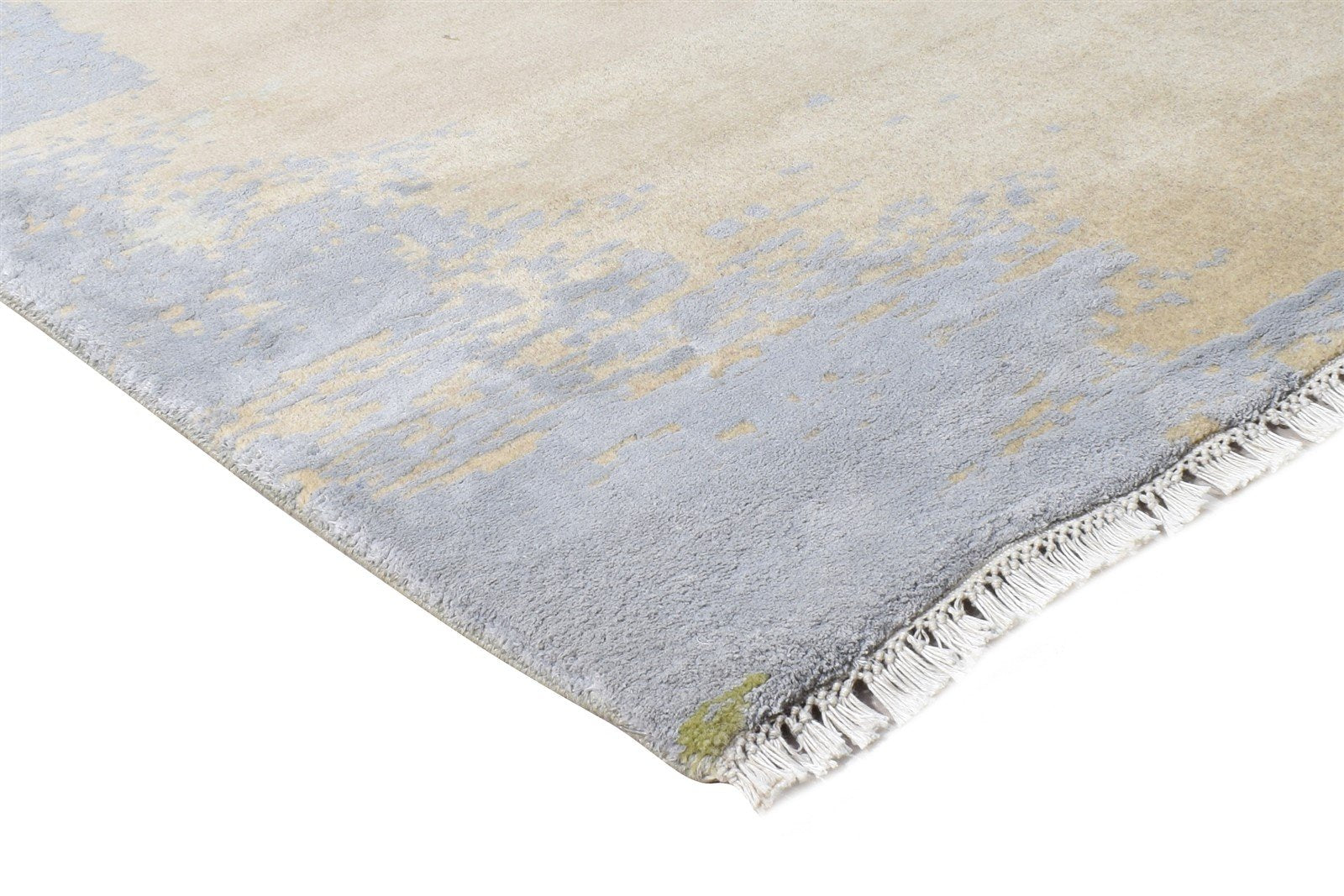 Wool / Silk Beige Rug 3X10 Modern Hand Knotted American Abstract Small Runner  Area Rug 