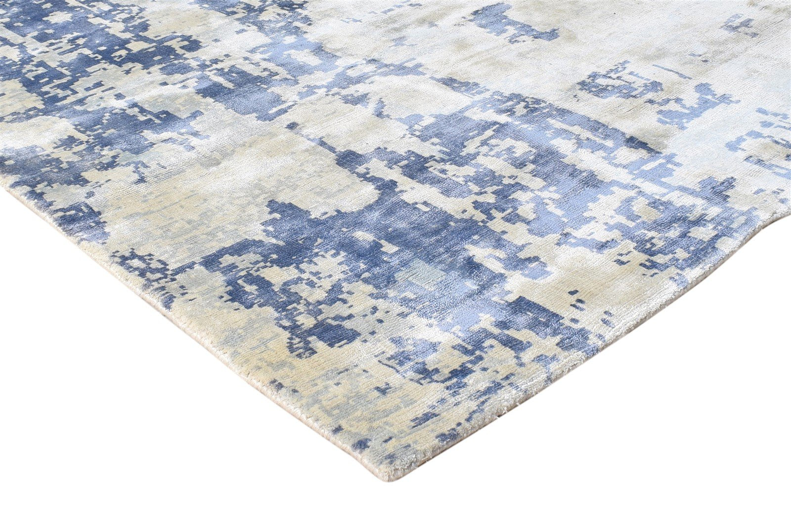 Handloom Grey Silk Rug 9' X 9' Modern American Abstract Large Carpet 