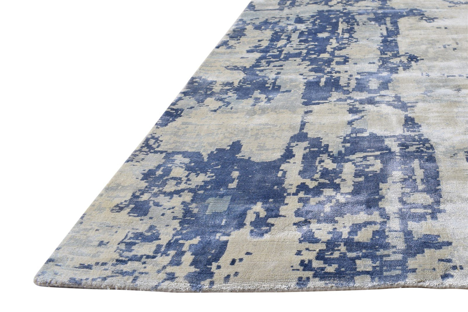 Handloom Grey Silk Rug 9' X 9' Modern American Abstract Large Carpet 