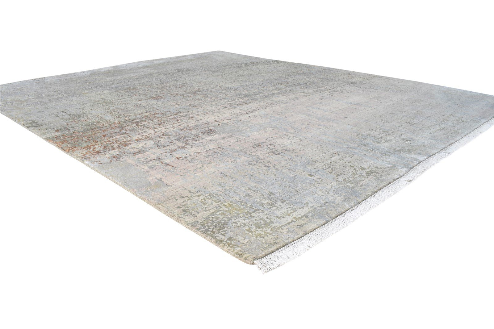 8X10 Rug Wool / Silk Beige Modern Hand Knotted American Abstract Large Carpet 