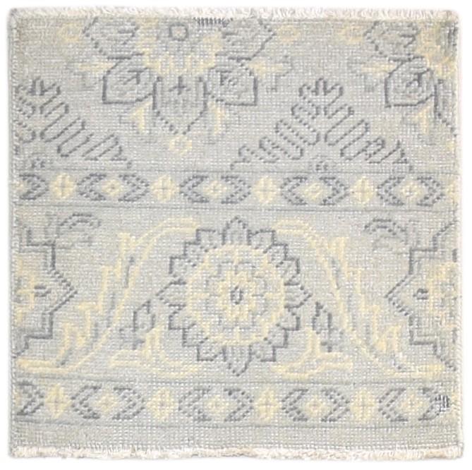 Grey Wool Rug 2' X 2' Persian Hand Knotted Oushak Oriental Small Carpet 