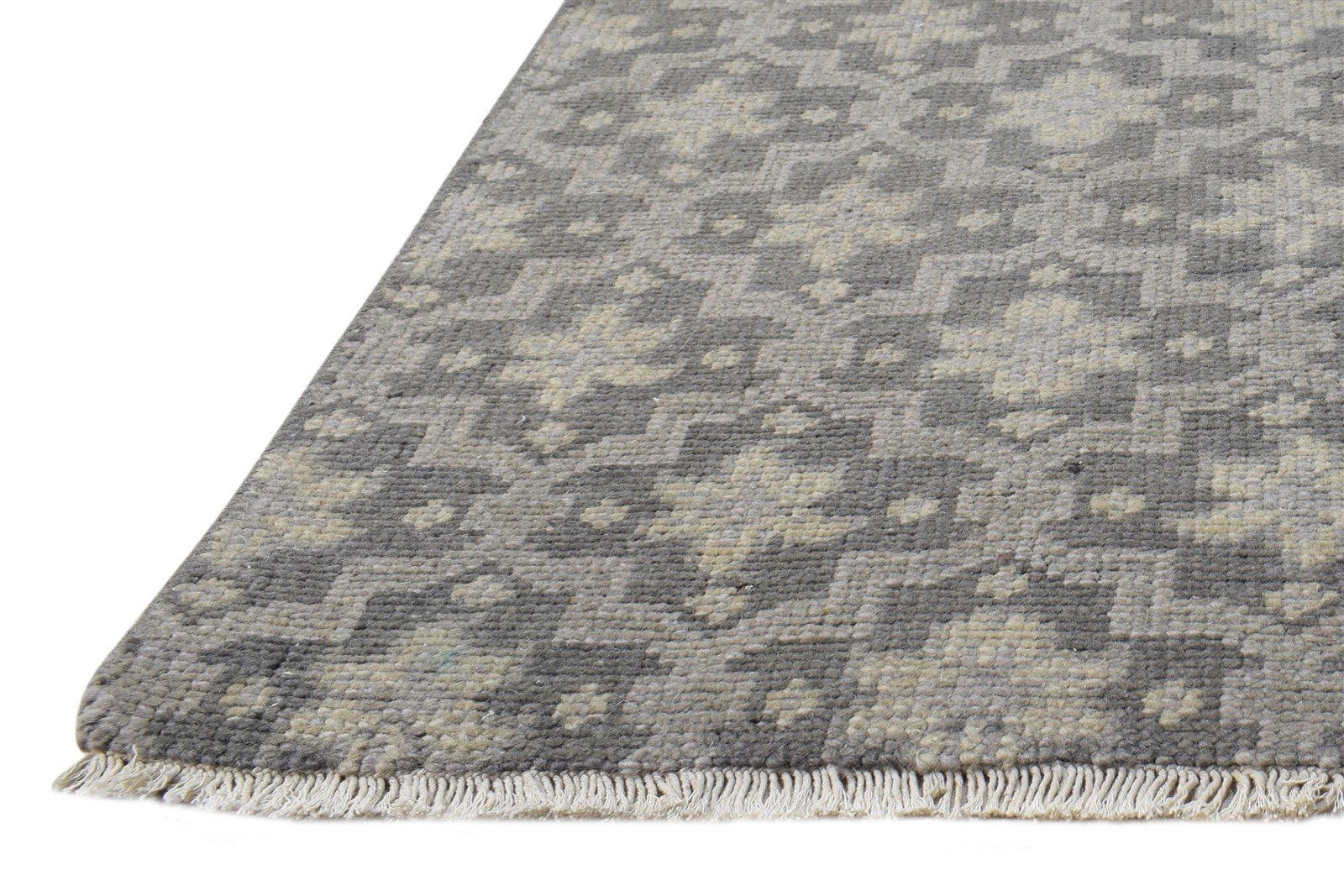 Wool Grey Rug 2' X 2' Modern Hand Knotted Moroccan Trellis Small Carpet 