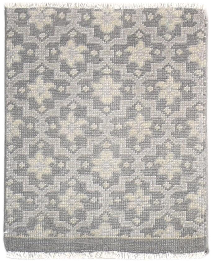 Wool Grey Rug 2' X 2' Modern Hand Knotted Moroccan Trellis Small Carpet 