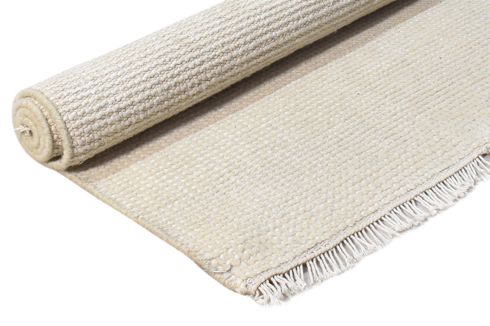 Off-White Wool Rug 2' X 3' Modern Hand Knotted Scandinavian Solid Small Carpet 