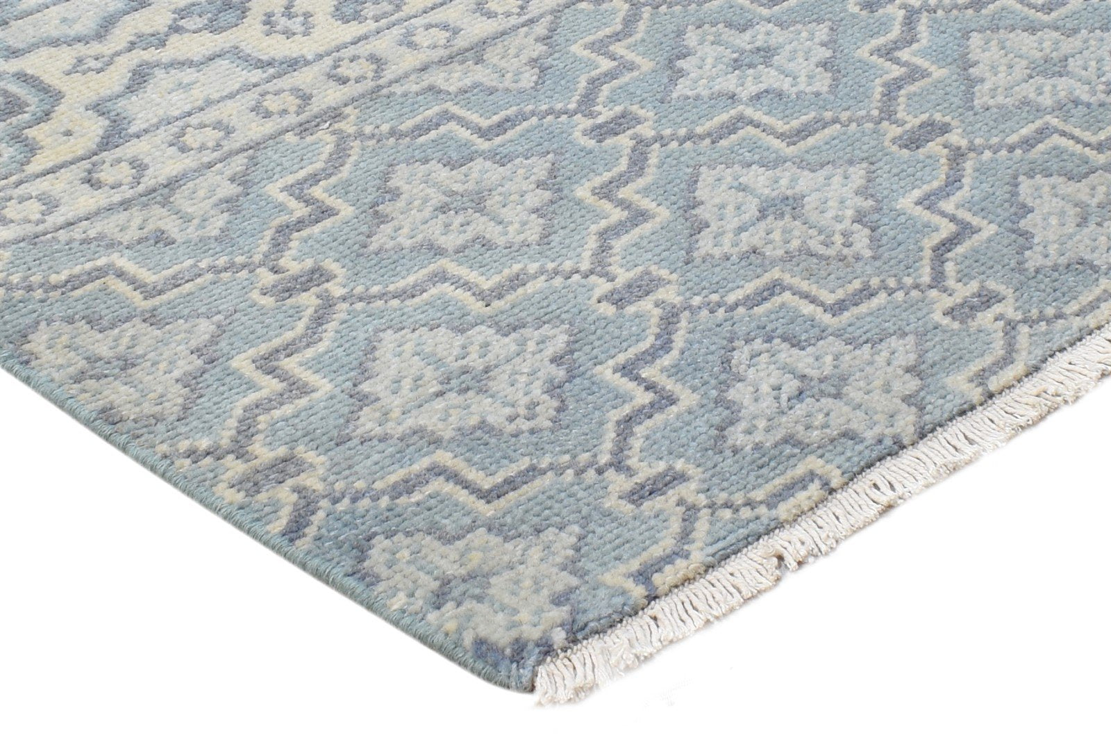 Wool Blue Rug 2' X 2' Modern Hand Knotted Moroccan Trellis Small Carpet 