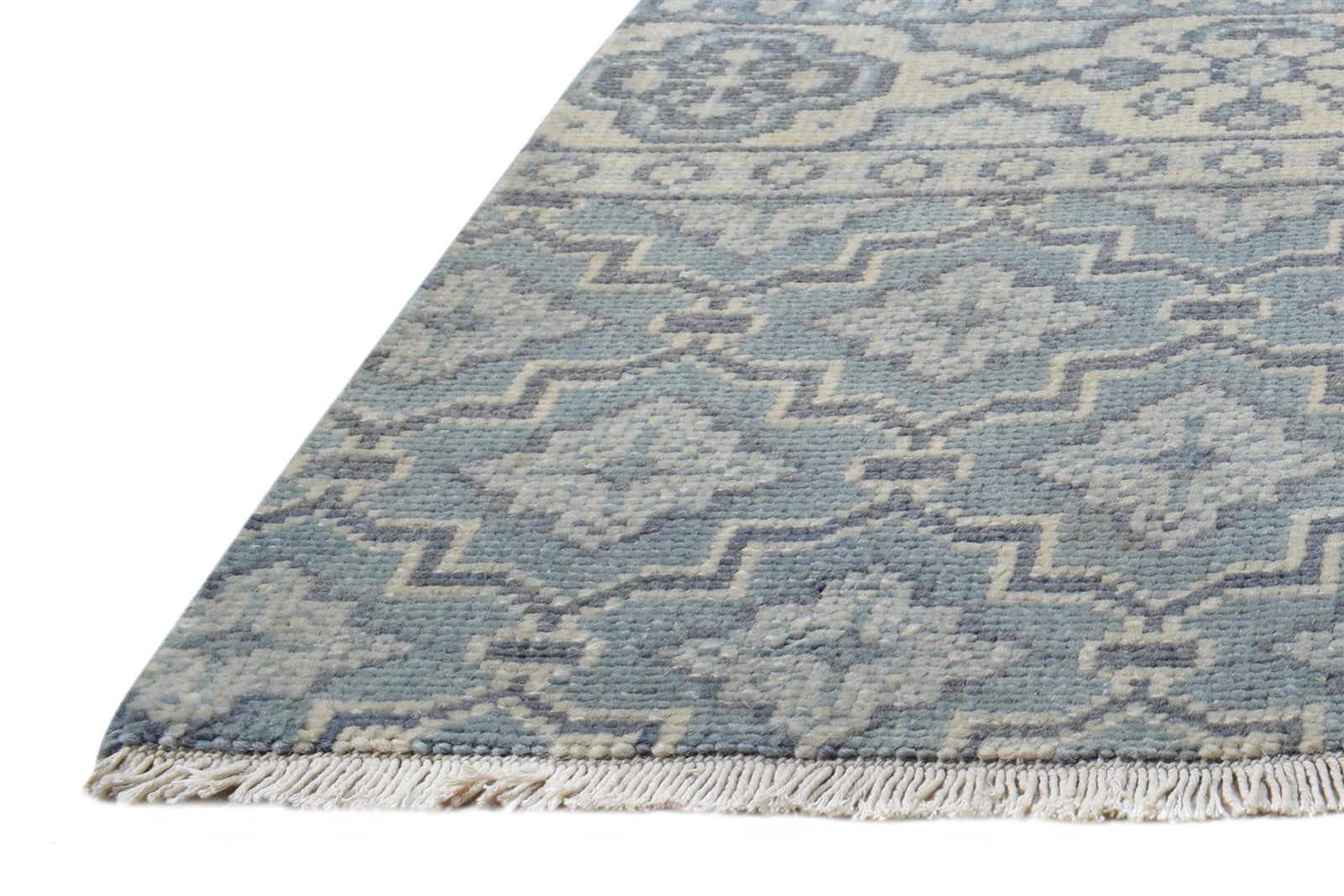 Wool Blue Rug 2' X 2' Modern Hand Knotted Moroccan Trellis Small Carpet 