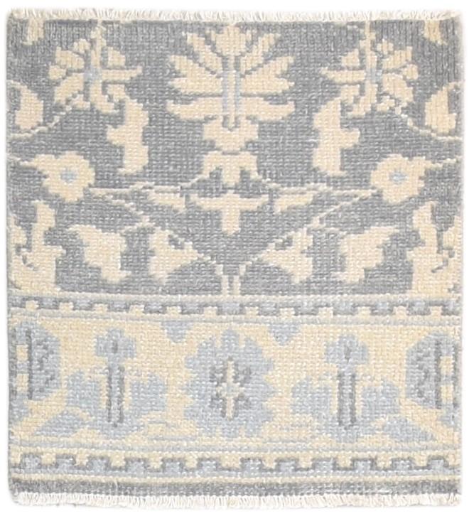 Hand Knotted Grey Wool Rug 2' X 2' Persian Oushak Oriental Small Carpet 