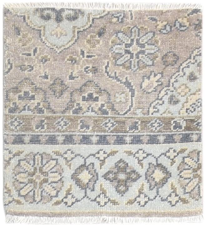 Hand Knotted Brown Wool Rug 2' X 2' Persian Oushak Oriental Small Carpet 