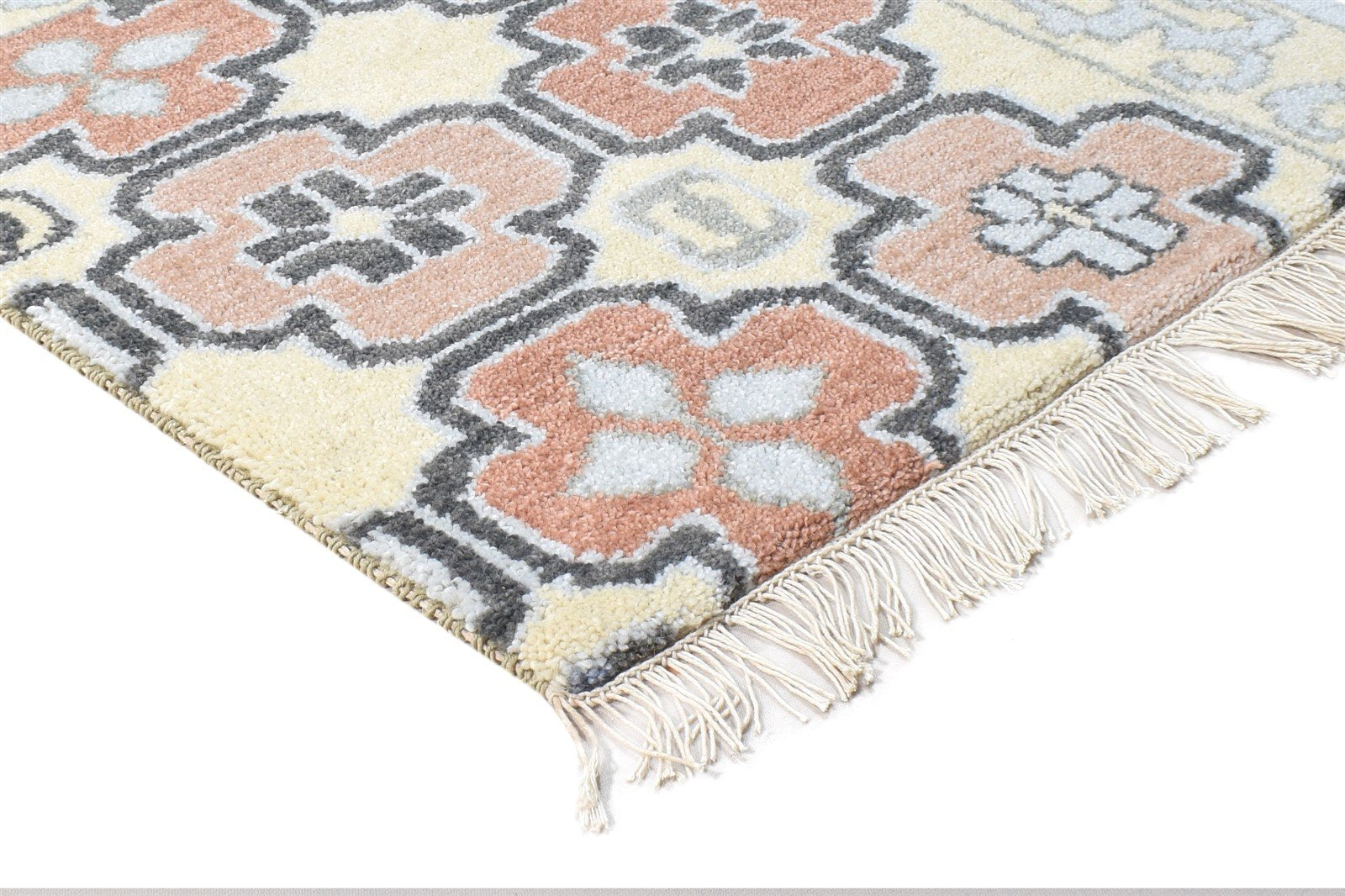 Beige Wool Rug 2' X 2' Persian Hand Knotted Oushak Oriental Small Carpet 