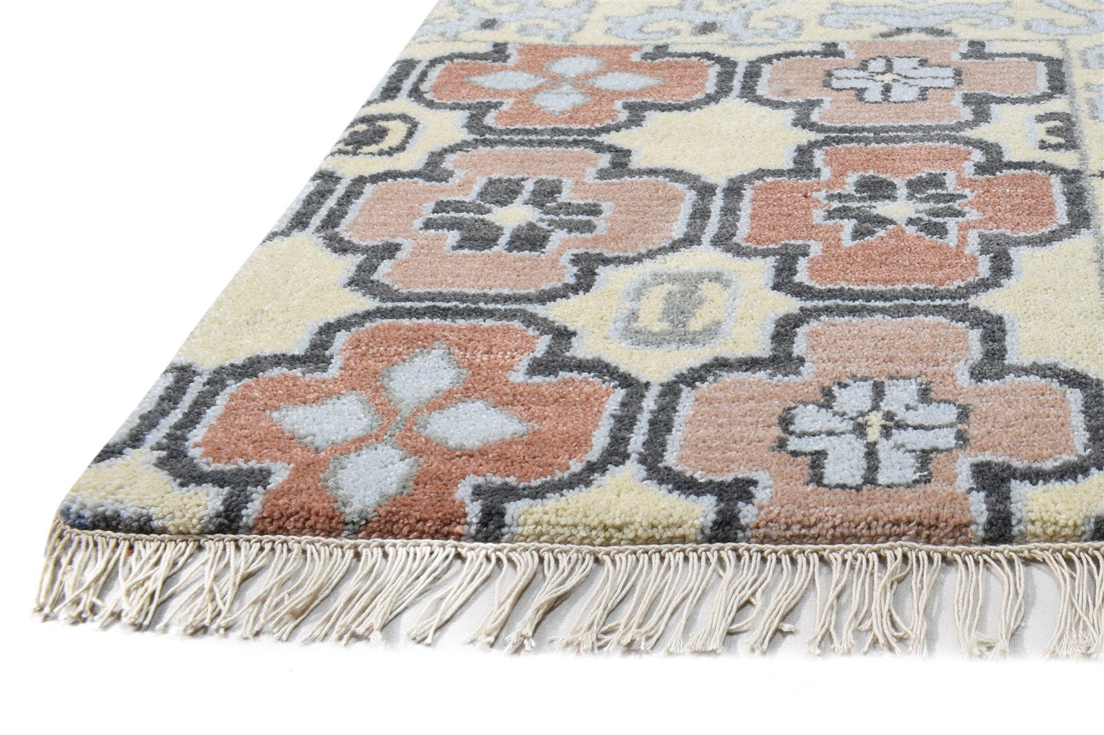 Beige Wool Rug 2' X 2' Persian Hand Knotted Oushak Oriental Small Carpet 