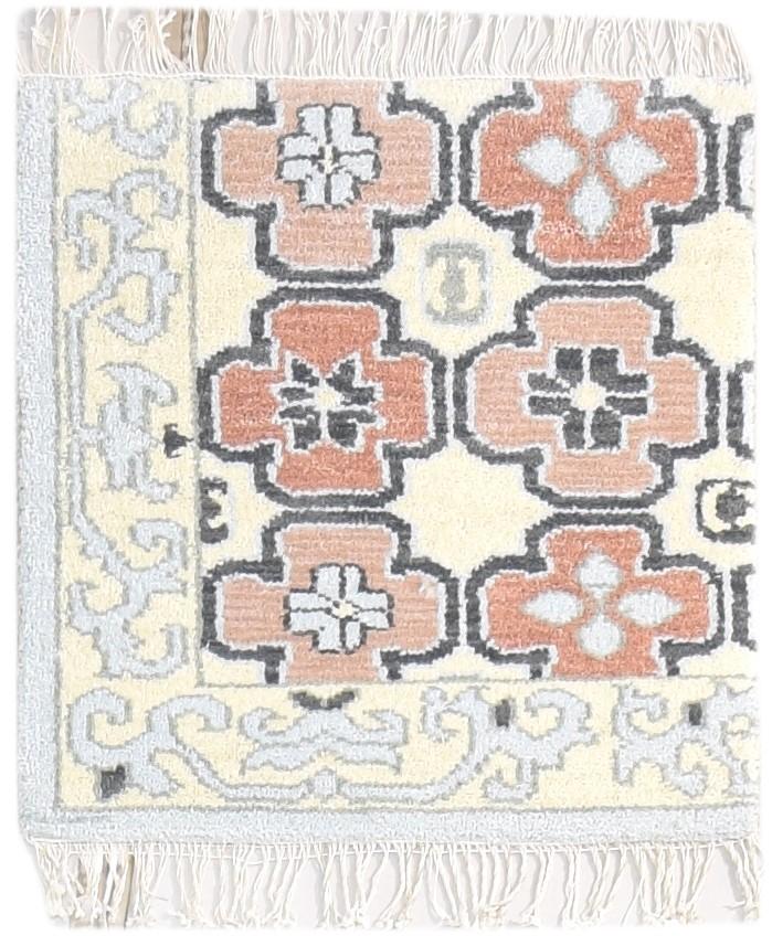 Beige Wool Rug 2' X 2' Persian Hand Knotted Oushak Oriental Small Carpet 