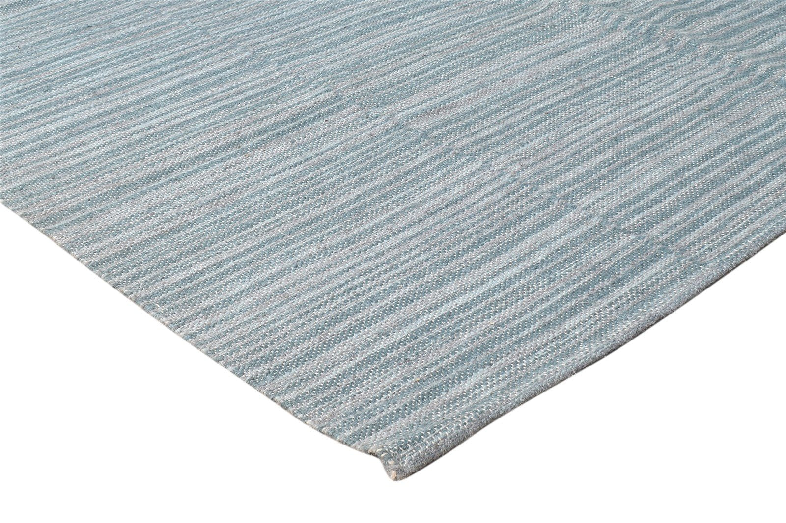 5' X 7' Rug Wool Blue Modern Dhurrie Scandinavian Striped Room Size Carpet 