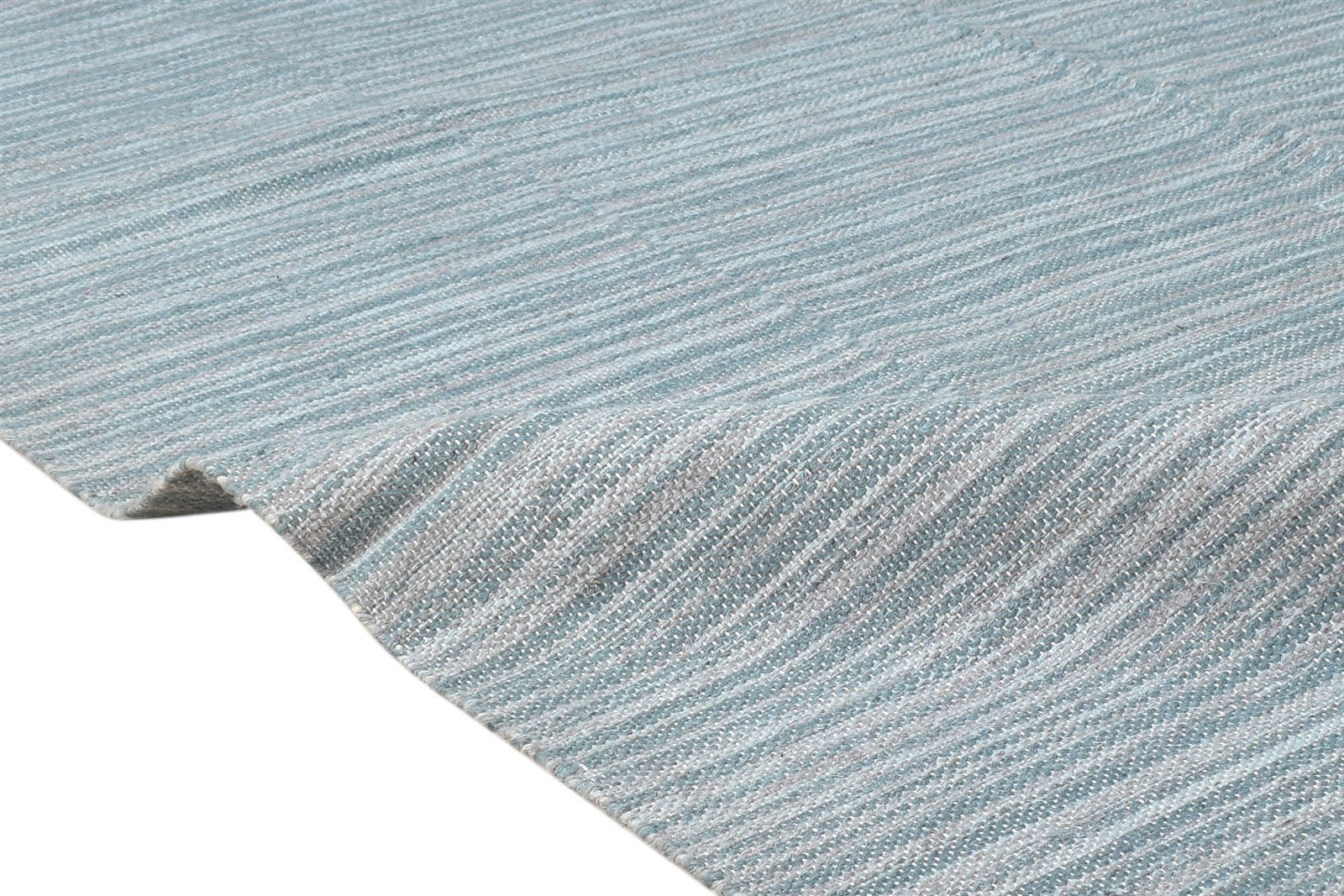 5' X 7' Rug Wool Blue Modern Dhurrie Scandinavian Striped Room Size Carpet 