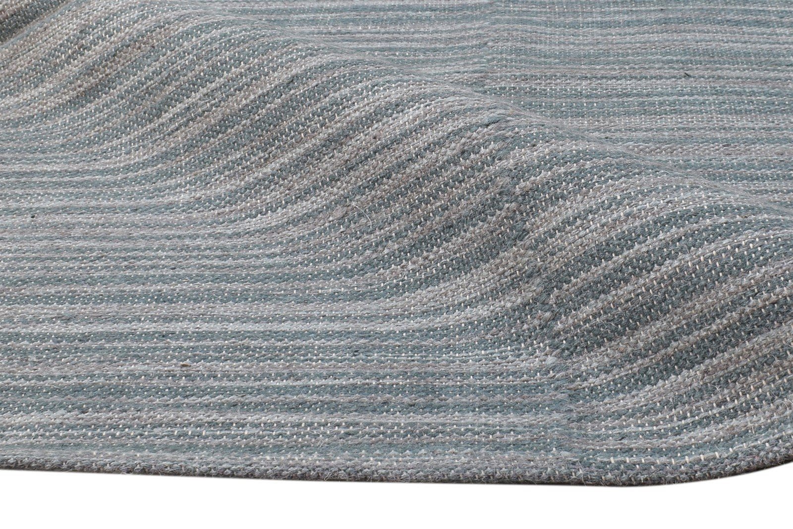 5' X 7' Rug Wool Blue Modern Dhurrie Scandinavian Striped Room Size Carpet 