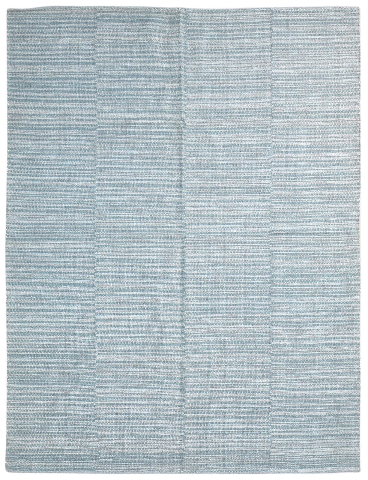 5' X 7' Rug Wool Blue Modern Dhurrie Scandinavian Striped Room Size Carpet 