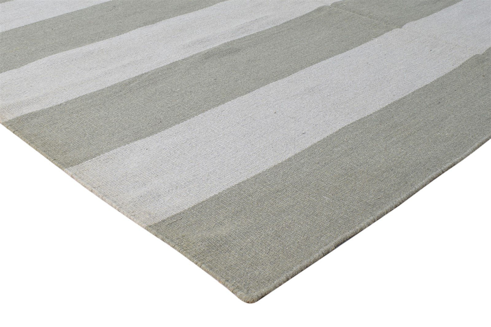 Dhurrie Grey Wool Rug 6' X 9' Modern Scandinavian Striped Room Size Carpet 