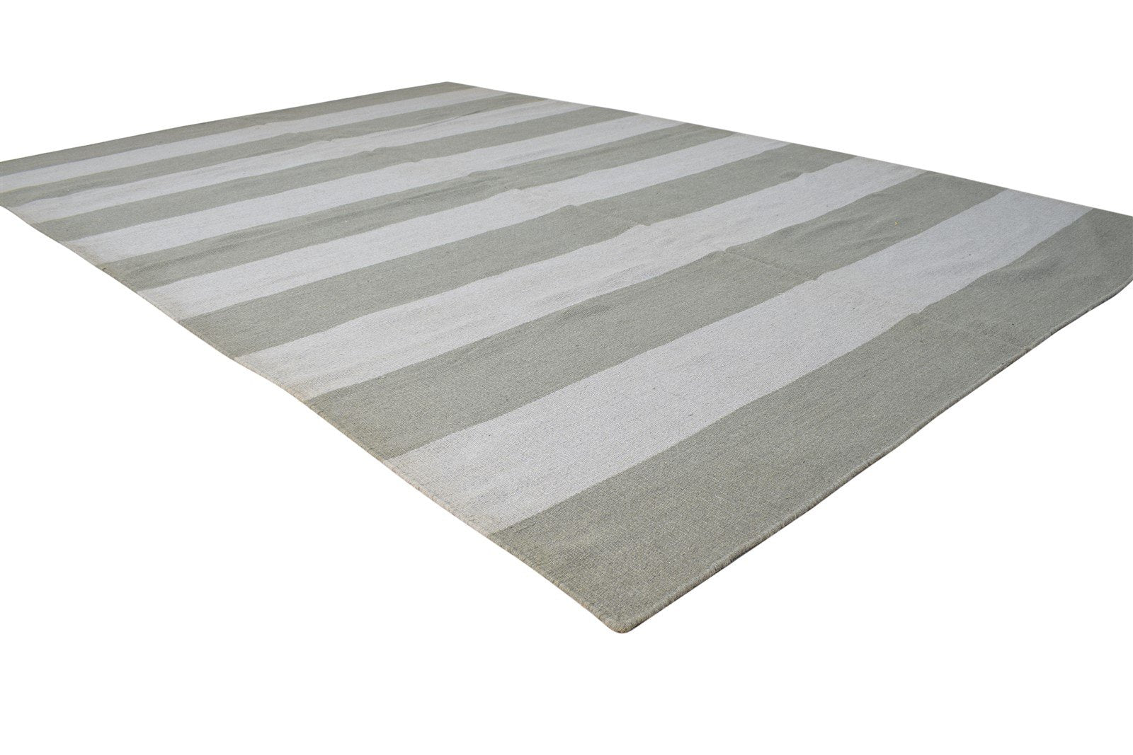 Dhurrie Grey Wool Rug 6' X 9' Modern Scandinavian Striped Room Size Carpet 