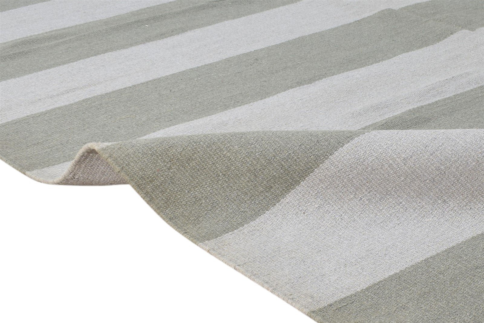 Dhurrie Grey Wool Rug 6' X 9' Modern Scandinavian Striped Room Size Carpet 