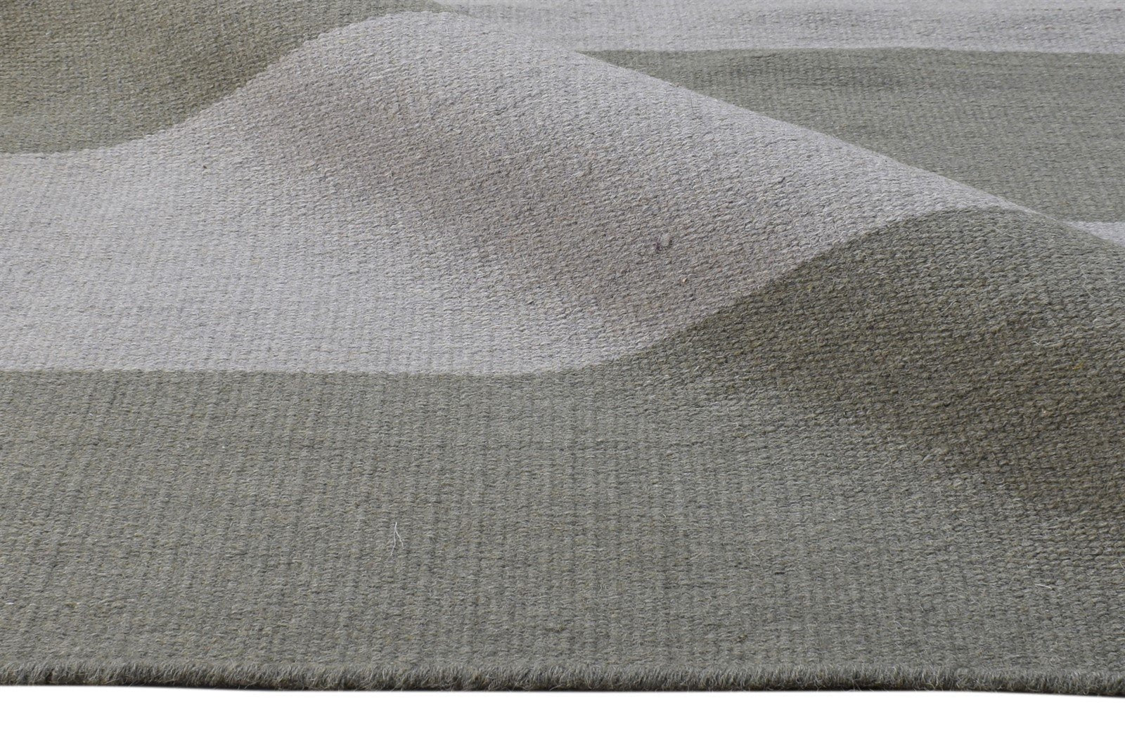 Dhurrie Grey Wool Rug 6' X 9' Modern Scandinavian Striped Room Size Carpet 