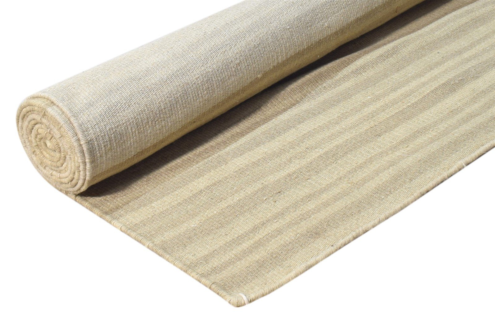 6' X 9' Rug Wool Beige Modern Dhurrie Scandinavian Striped Room Size Carpet 