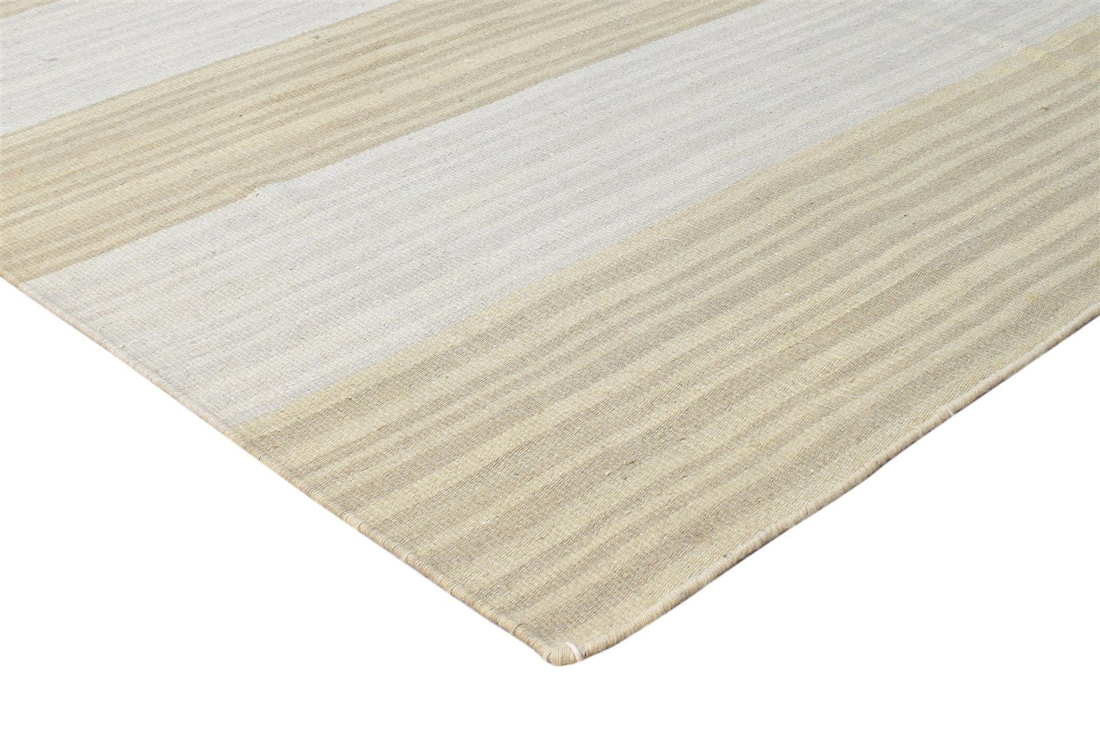 6' X 9' Rug Wool Beige Modern Dhurrie Scandinavian Striped Room Size Carpet 