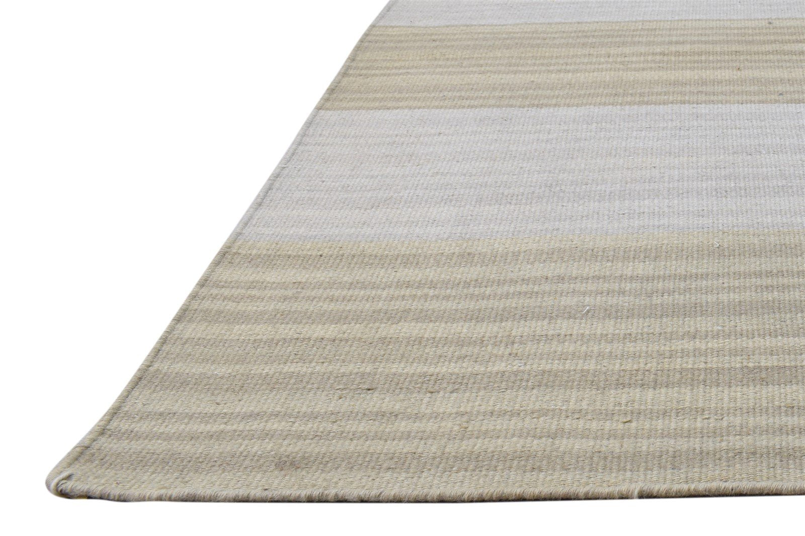 6' X 9' Rug Wool Beige Modern Dhurrie Scandinavian Striped Room Size Carpet 