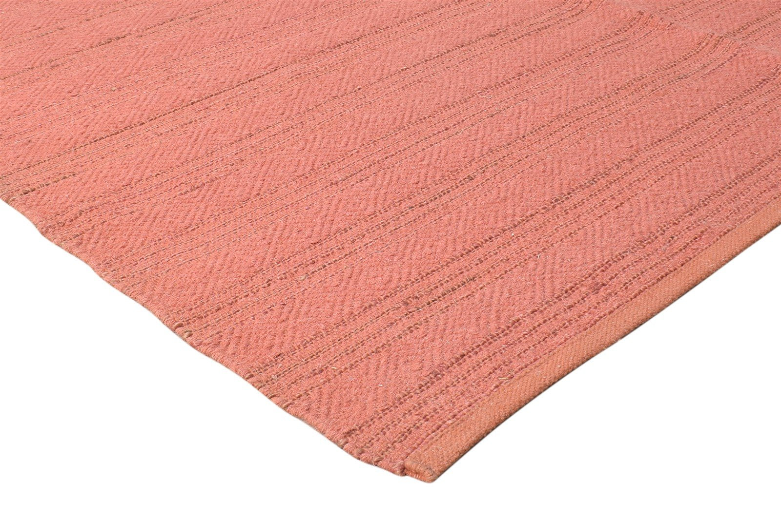 Dhurrie Pink Wool Rug 5' X 8' Modern Scandinavian Solid Room Size Carpet 