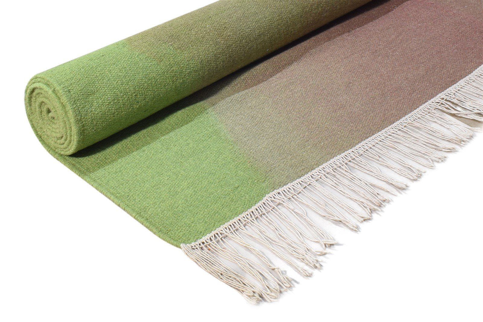 Green Wool Rug 5' X 8' Modern Dhurrie Shibori Ombre Room Size Carpet 