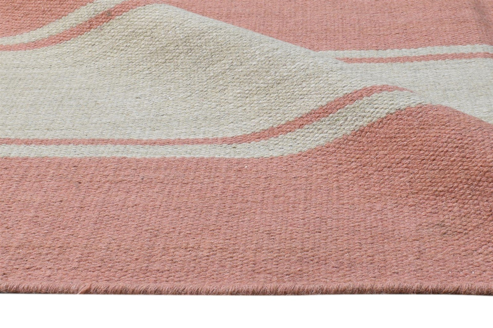 8' X 10' Rug Wool Rust Modern Dhurrie Scandinavian Striped Large Carpet 