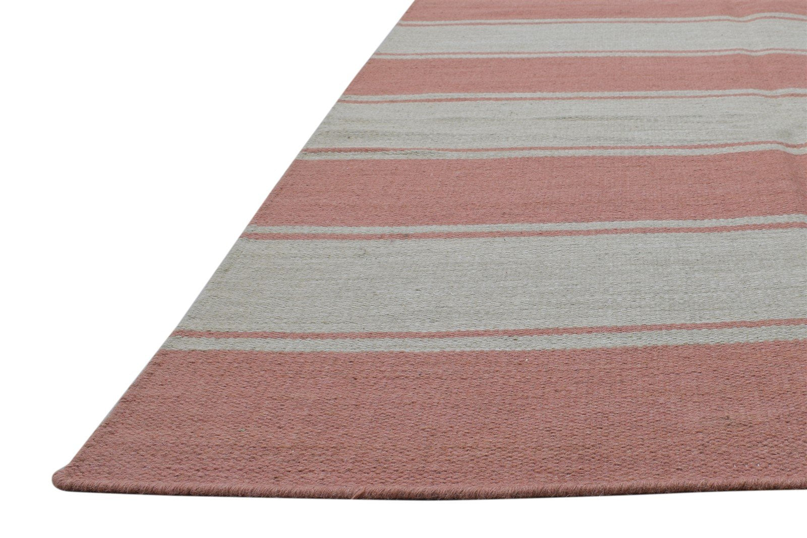 8' X 10' Rug Wool Rust Modern Dhurrie Scandinavian Striped Large Carpet 