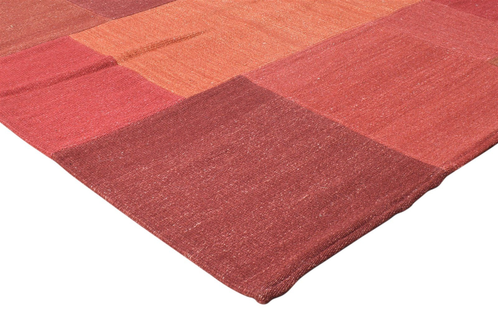 Dhurrie Rust Wool Rug 5' X 8' Modern Bohemian Geometric Room Size Carpet 