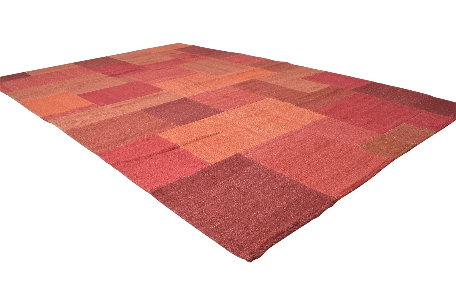 Dhurrie Rust Wool Rug 5' X 8' Modern Bohemian Geometric Room Size Carpet 