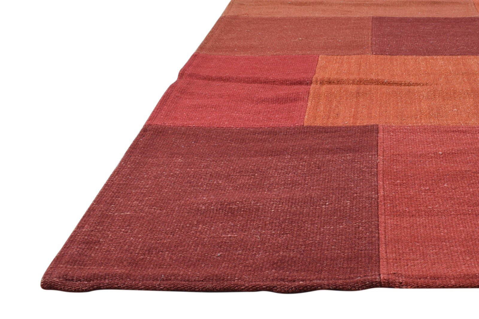 Dhurrie Rust Wool Rug 5' X 8' Modern Bohemian Geometric Room Size Carpet 