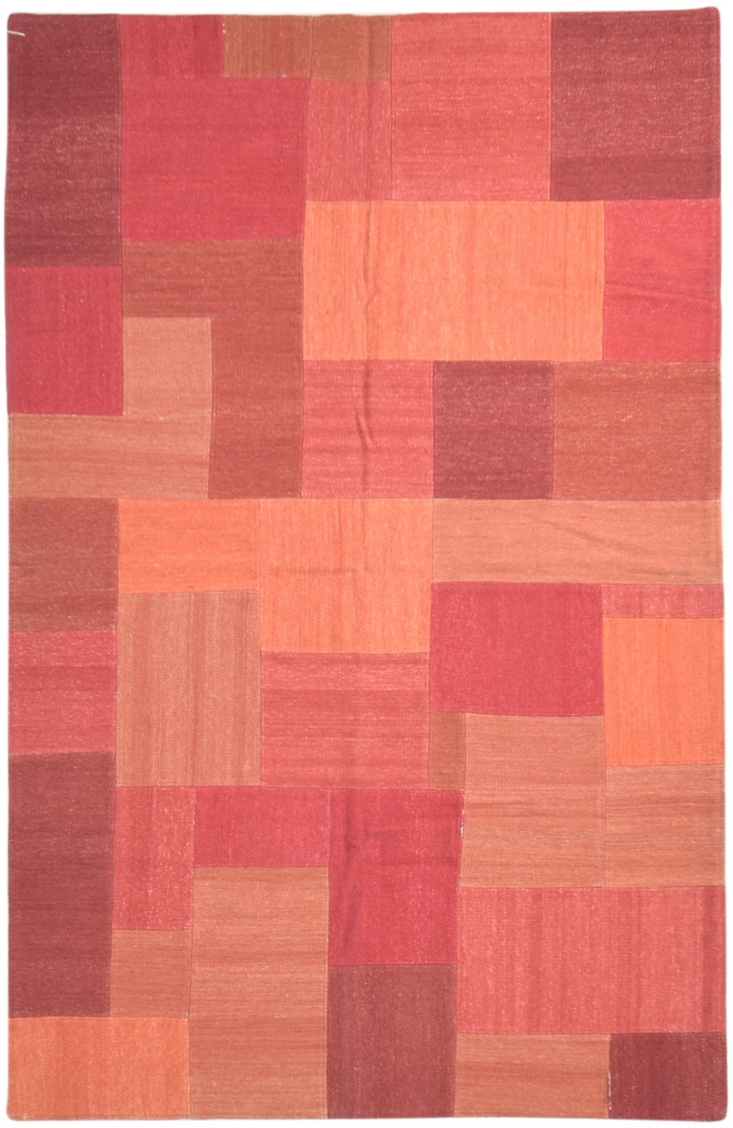 Dhurrie Rust Wool Rug 5' X 8' Modern Bohemian Geometric Room Size Carpet 