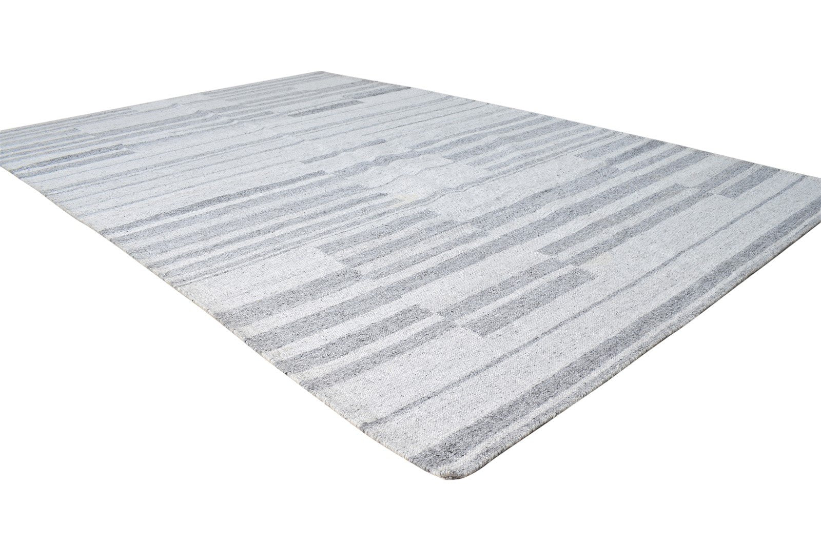 5' X 8' Rug Wool Grey Modern Dhurrie Scandinavian Abstract Room Size Carpet 