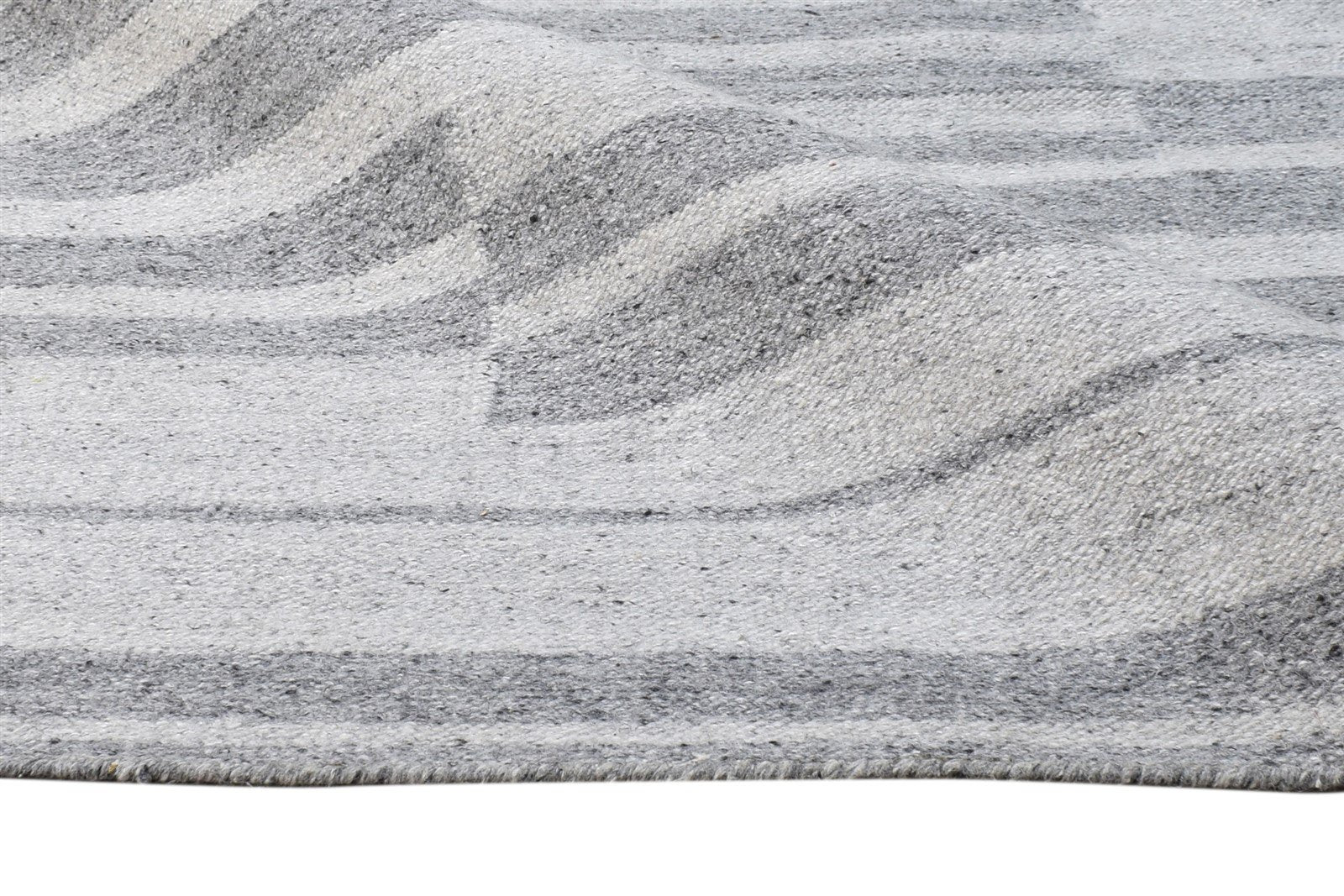 5' X 8' Rug Wool Grey Modern Dhurrie Scandinavian Abstract Room Size Carpet 