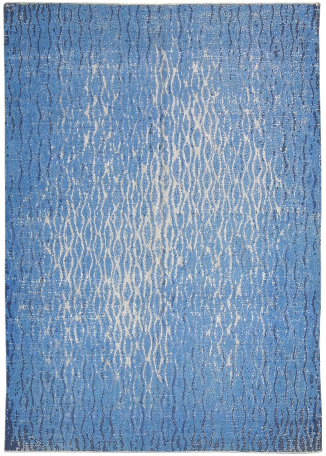 Blue Wool Rug 4' X 6' Modern Dhurrie American Abstract Room Size Carpet 