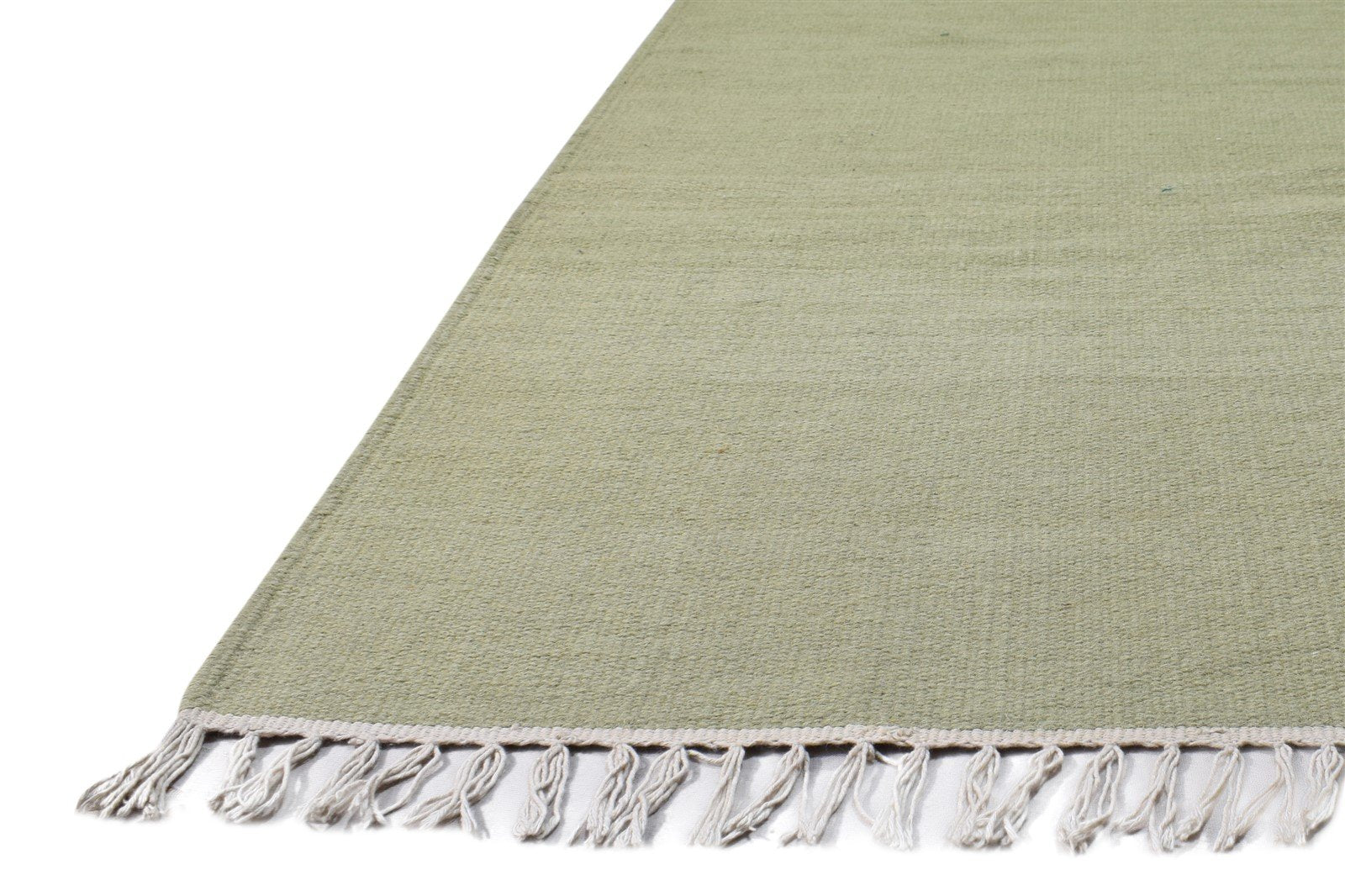 Wool Green Rug 3' X 8' Modern Dhurrie Scandinavian Solid Small Runner 